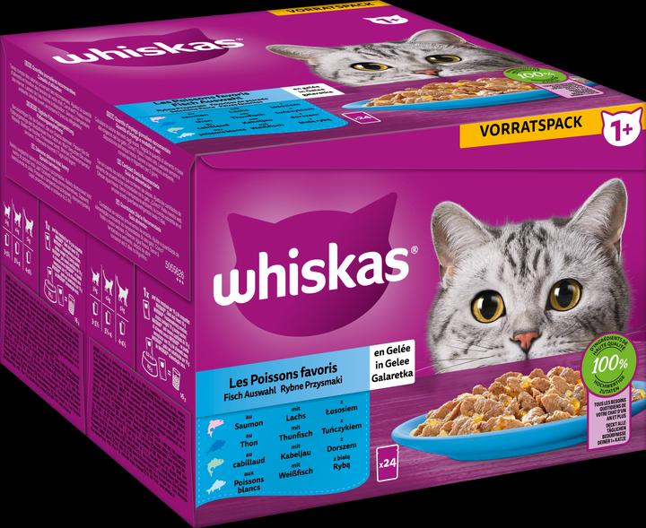 Image du produit Whiskas Sachet fraîcheur 85g Sélection de poissons en gelée 1+ 24-Pack (Adulte, 24 pcs, 85 g)