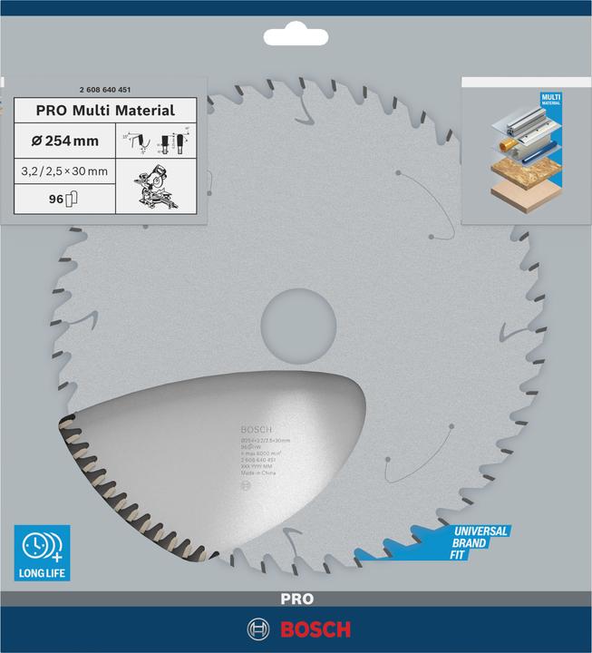 Image du produit Bosch Professional Zubehör Lame de scie circulaire PRO Multi Material, 254 x 3,2 x 30 mm