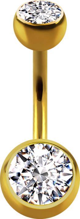 Immagine prodotto Star Piercing Banana placcata oro con due sfere di cristallo argento (Acciaio chirurgico 316L)