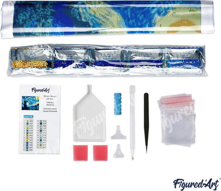 Produktbild Figured'Art Diamond Painting Gesicht und Blumen ohne Keilrahmen