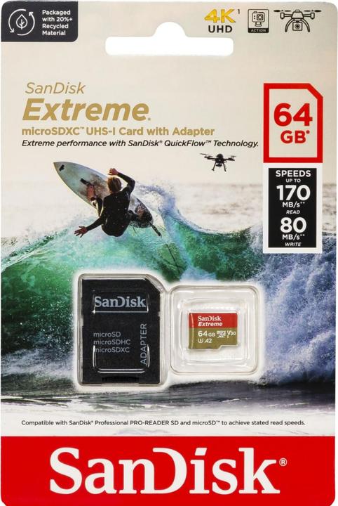 Produktbild SanDisk Extreme (64 GB, microSDXC, U3, UHS-I)