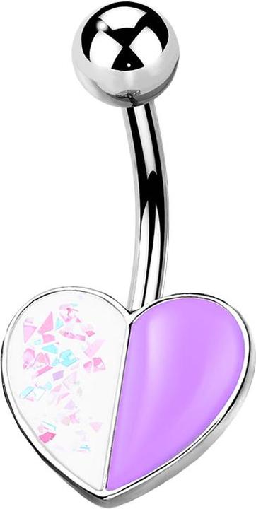 Immagine prodotto Star Piercing Cuore d'argento a forma di banana con glitter opalino e smalto viola (Acciaio chirurgico 316L, Ottone)