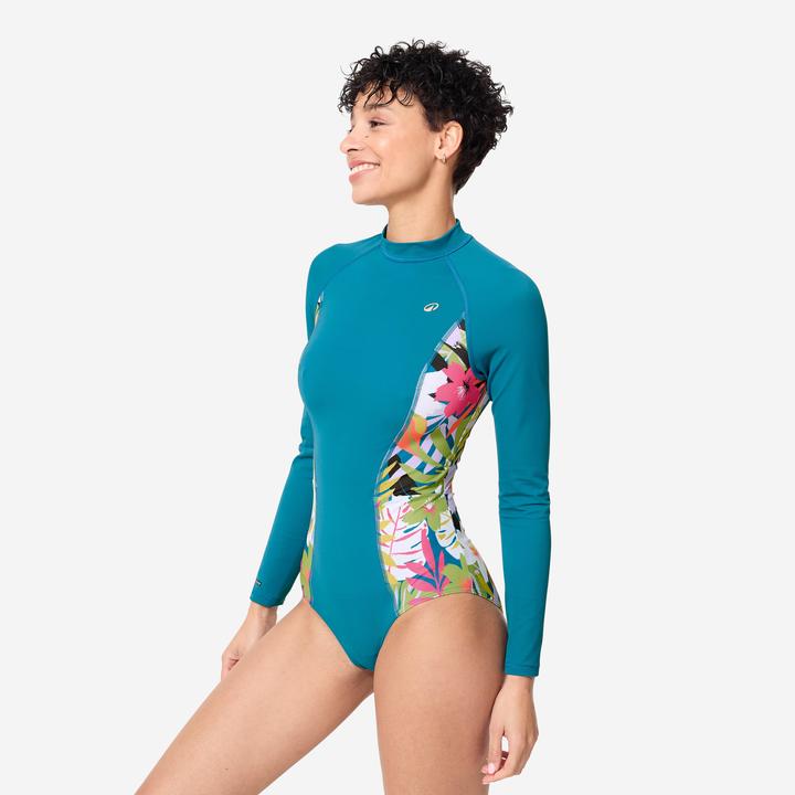 Olaian Badeanzug langarm Surfen Damen Dani blau