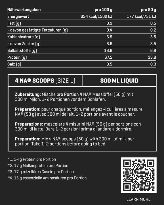 Nährwerte und Zutaten Nutriathletic Night (Tahitian Vanila, 1 Stk., 650 g)