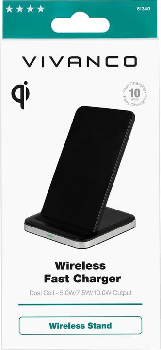 Produktbild Vivanco Induktiver QI Ladestand, ALU, 10W, inklusive Micro USB Ladekabel (10 W)