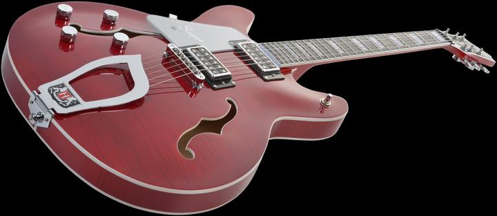 Immagine prodotto Hagstrom Chitarra elettrica, Super Viking, Wild Cherry Transparent Flame, mano sinistra (Chitarra semi acustica)