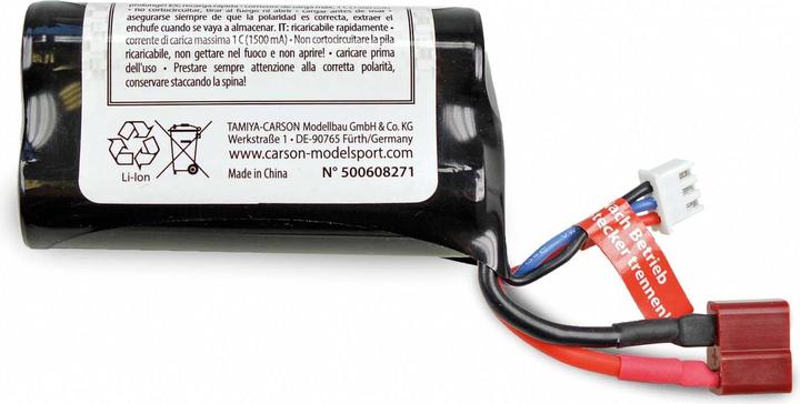 Actual product image Carson 7.4V/1500mAh rechargeable battery Li-Ion T-Plug XS-Line (7.40 V, 1500 mAh)