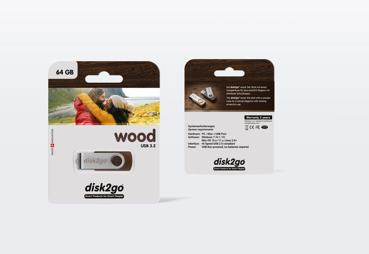Produktbild Disk2go Wood (64 GB, USB 3.0, USB-A)