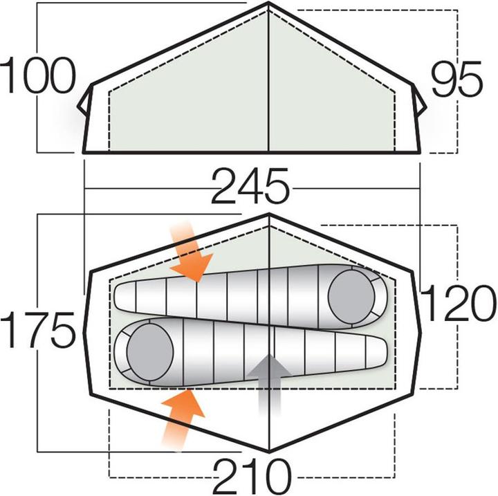 Image du produit Vango Tente F10 Series Helium UL 2 (Tente tunnel, 1.43 kg, 2 personnes)
