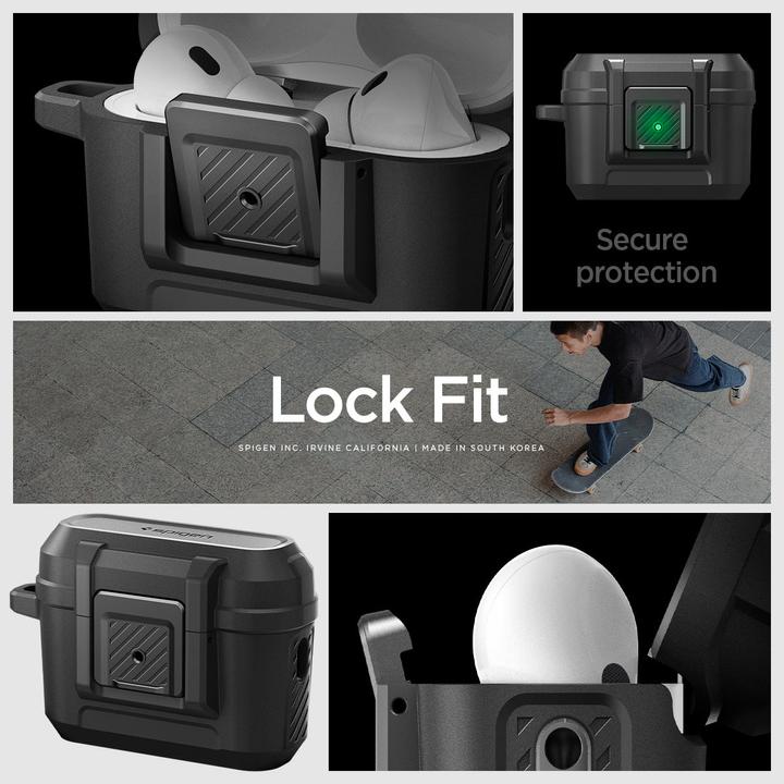 Produktbild Spigen Lock Fit Airpods Pro 1/2 Matte Black (Kopfhörer Tasche)