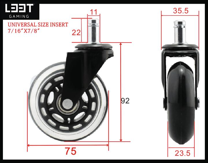 Actual product image L33T Castors for gaming chairs