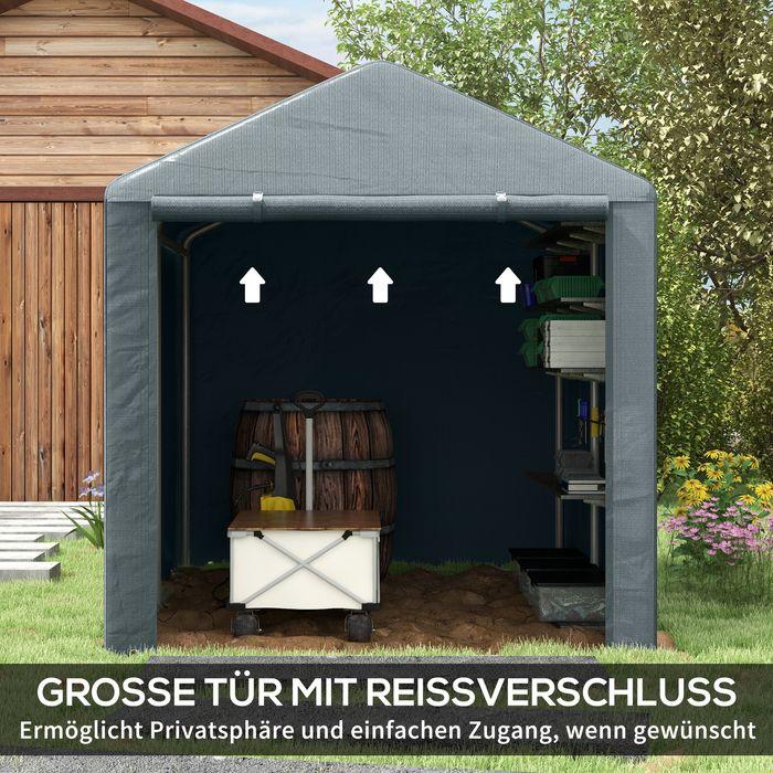 Image du produit Swisshandel24 Garagenzelt, 1,6x2,18x1,72m, grosse Tür, rostfreier Metallrahmen, 160x218x172 cm, Dunkelgrau (218 cm, 160 cm)