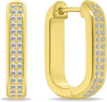Actual product image Brilio Silver - Oval gold-plated earrings with zircons EA1139Y