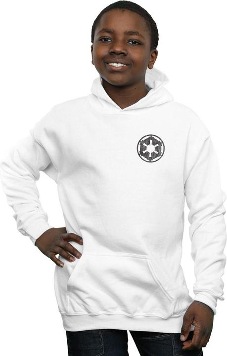 Actual product image Star Wars Boys The Mandalorian Galactic Empire Insignia Breast Print Hoodie (116)