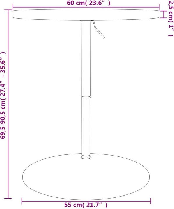 Produktbild VidaXL Bartisch Ø60 x 90,5 cm Buche