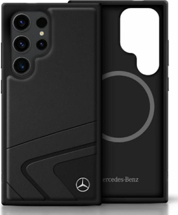 Actual product image Mercedes Leather Horizontal Debossed Curves MagSafe Case for Samsung Galaxy S25 Ultra - Black (Samsung Galaxy S25 Ultra)