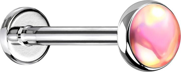 Produktbild Star Piercing Micro Labret silber mit Scheibe irisierend pink (Chirurgenstahl 316L, ohne Messing)