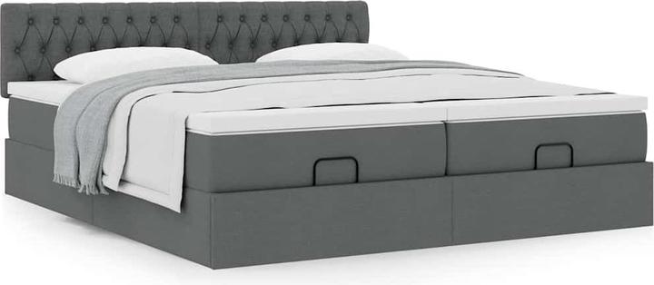 Actual product image VidaXL Ottoman bed with mattresses dark grey 200x200 cm fabric bed frame (200 x 200 cm)