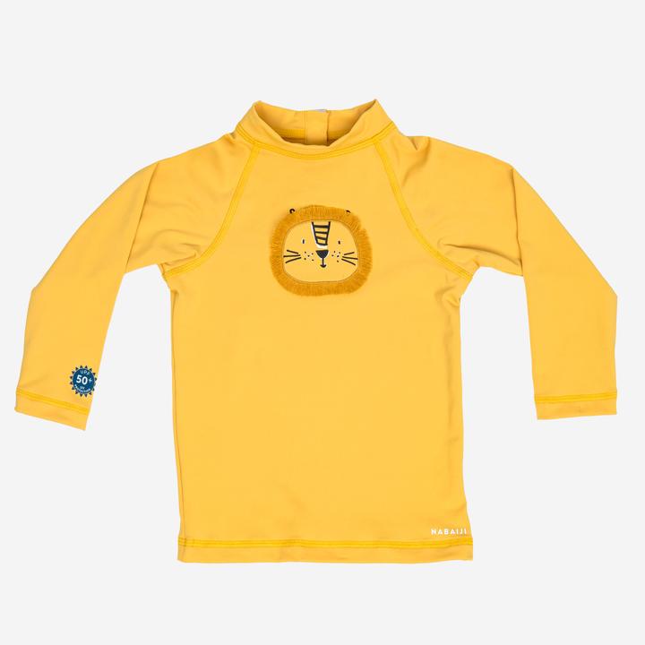 Nabaiji UV-Shirt Baby langarm - Löwe gelb