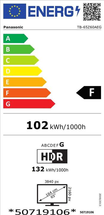 Energy Label Panasonic TB-65Z60AEG (65", OLED, 4K)