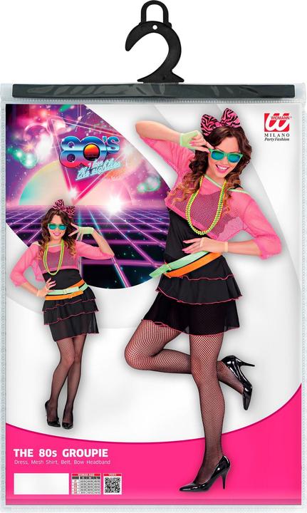 Actual product image Widmann 80s JAHRE GROUPIE GIRL (dress, net top, belt, headband with bow), S (S)