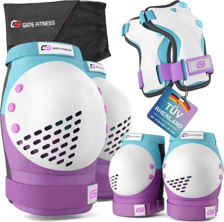 Produktbild Gate Fitness 6-teilige Protektoren-Set für Kinder & Jugendliche (M, Handgelenkschoner, Ellbogenschoner, Knieschoner, 6 Stück)