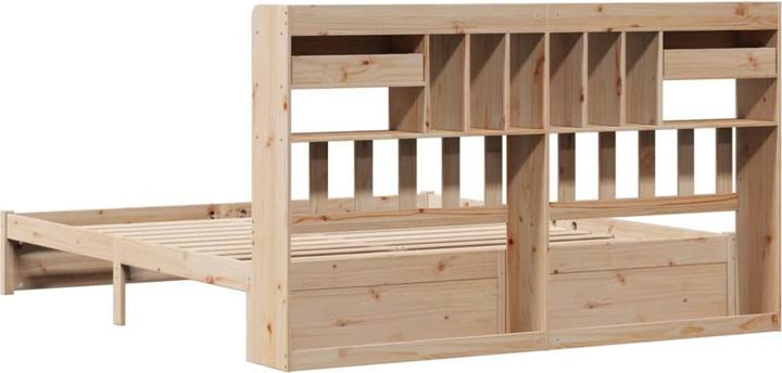 Produktbild VidaXL Massivholzbett Holzbett Bett Doppelbett mit Regal ohne Matratze 200x200cm (200 x 200 cm)