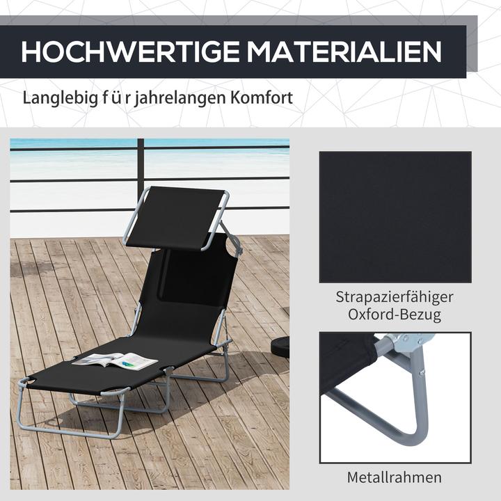 Actual product image Outsunny Sun lounger with sunshade (187 cm)