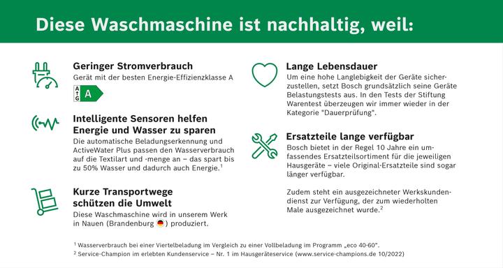 Nährwerte und Zutaten Bosch Hausgeräte WGB256A40 (10 kg, Links)