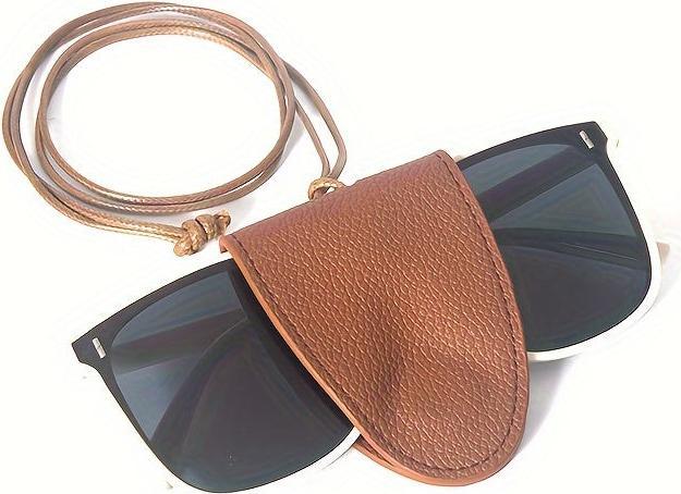 Produktbild Only-Bags.Store PU Leder Brillenetui mit Nackenband - Tragbare magnetische Sonnenbrillenhalterung - Universal Fit