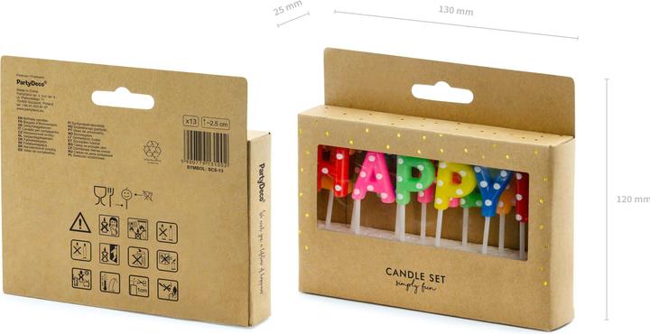Produktbild Partydeco Happy Birthday-Kerzen (13 Stück) - Mehrfarbig