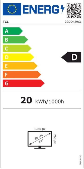 Energy Label TCL 32DD429 (32", LED, LCD, HD)