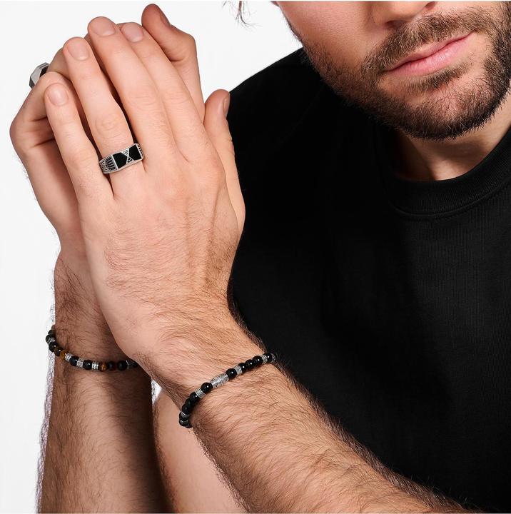 Produktbild Thomas Sabo Ring mit Schwarzem Onyx und Schwarzen Steinen Silber (64, 925 Silber)