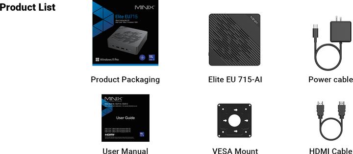 Immagine prodotto Minix Elite EU715-AI (Intel Core Ultra 7 155H, 32 GB, 1000 GB, Grafica Intel Arc)