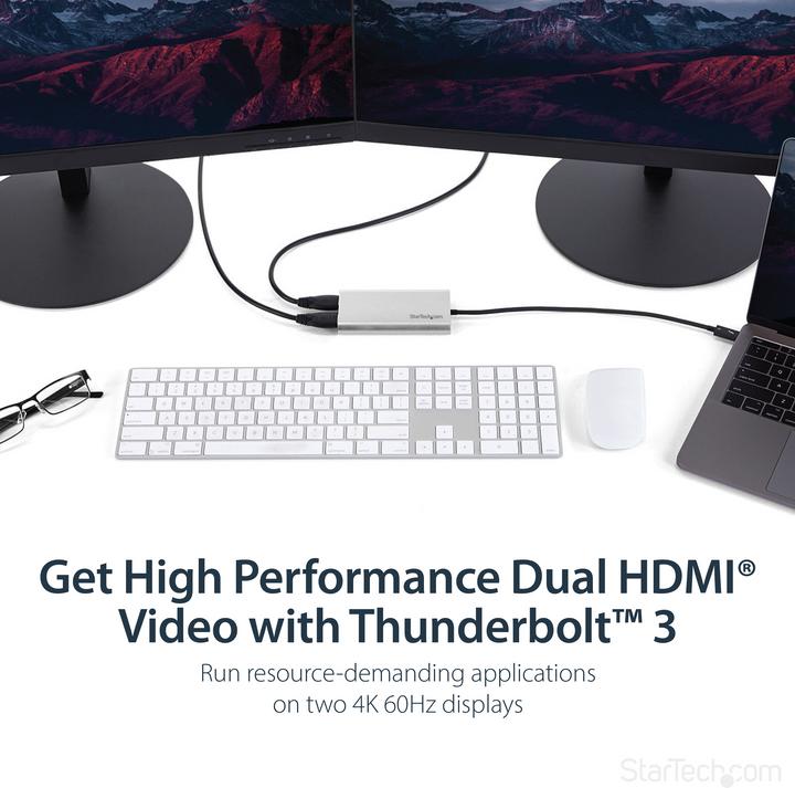 Actual product image StarTech Thunderbolt 3 To Dual HDMI 4k (USB-C, 11.40 cm)