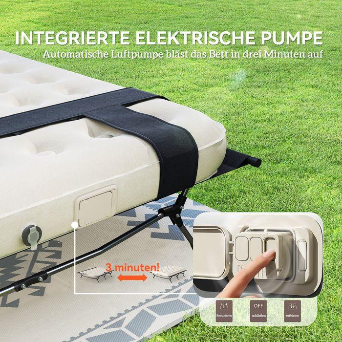 Image du produit Swisshandel24 Feldbett Campingbett mit Luftmatratze Pumpe 200 x 153 cm belastbar bis 200 kg