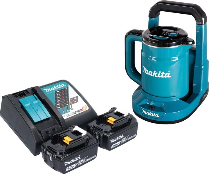 Productafbeelding Makita DKT 360 RF2 snoerloze waterkoker 36 V ( 2x 18 V ) 0,8 L + 2x oplaadbare batterij 3,0 Ah + lader (0.80 l)