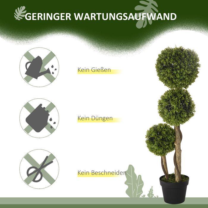 Produktbild Swisshandel24 Künstliche Pflanze, 90 cm Buchsbaum im Blumentopf, UV-Schutz, Zimmerpflanze für Wohnzimmer, Balkon (90 cm)