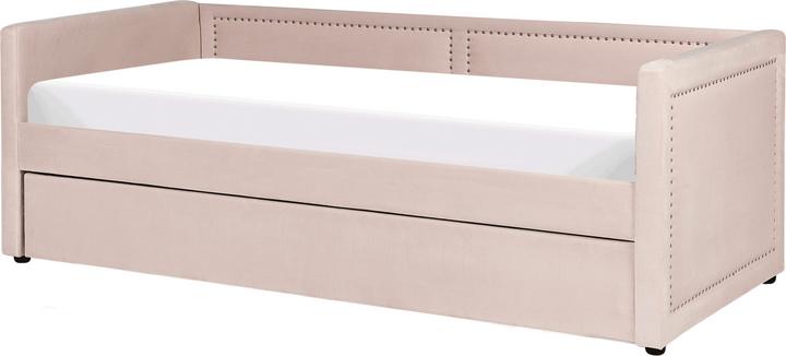 Produktbild Beliani Tagesbett ausziehbar Cord pastellrosa Lattenrost 90 x 200 cm MIMIZAN (90 x 200 cm)