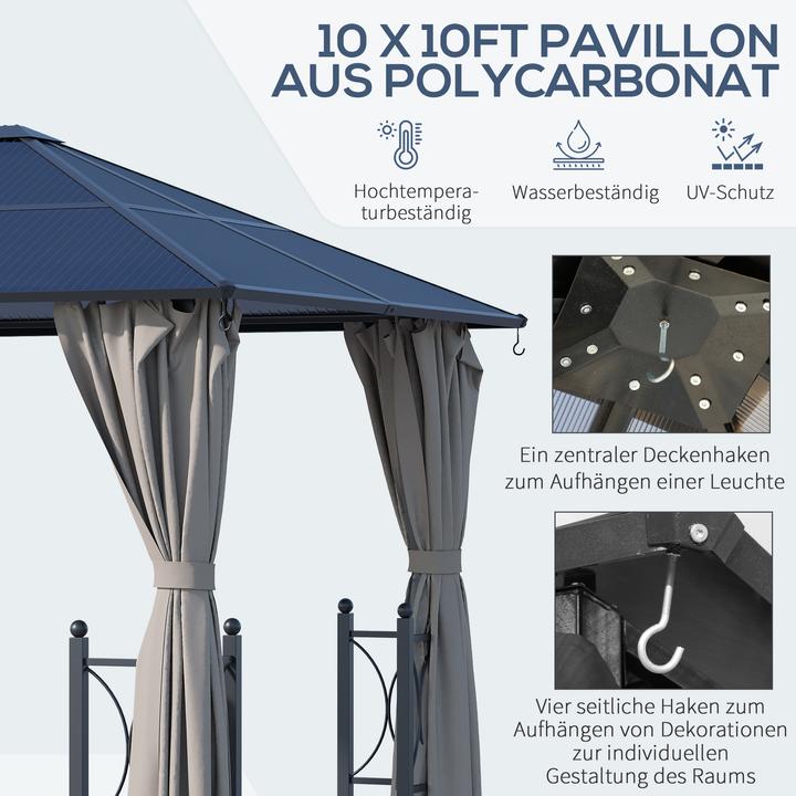 Produktbild Outsunny Gartenpavillon mit Seitenteilen und Dach (300 cm, 300 cm)
