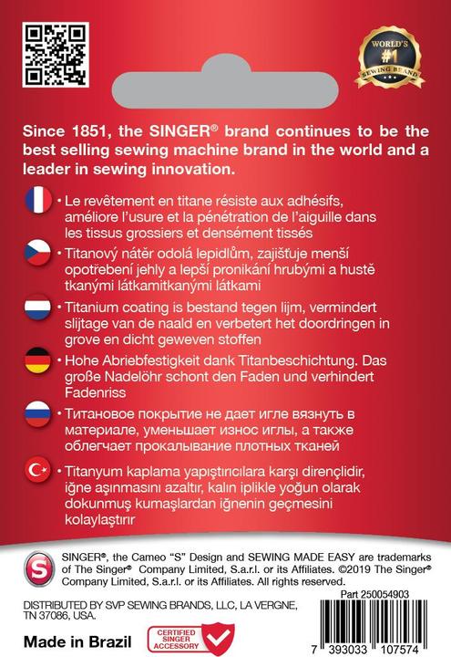 Produktbild Singer TITANIUM Stick Nähmaschinennadel, 90/14, 5er Pack