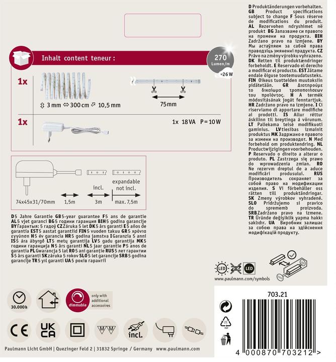 Immagine prodotto Paulmann Your LED Start (Bianco freddo, 300 cm, Interno)