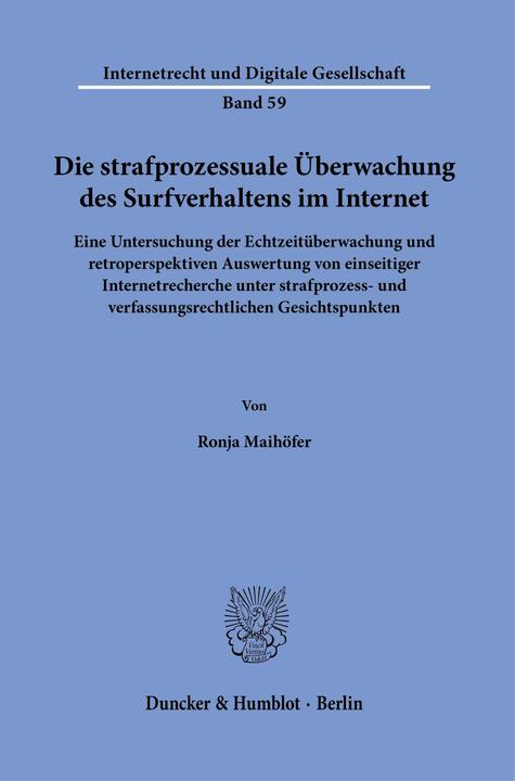 Immagine prodotto Maihöfer:Die strafprozessuale Überwachu (Tedesco, Ronja Maihöfer, 2024)