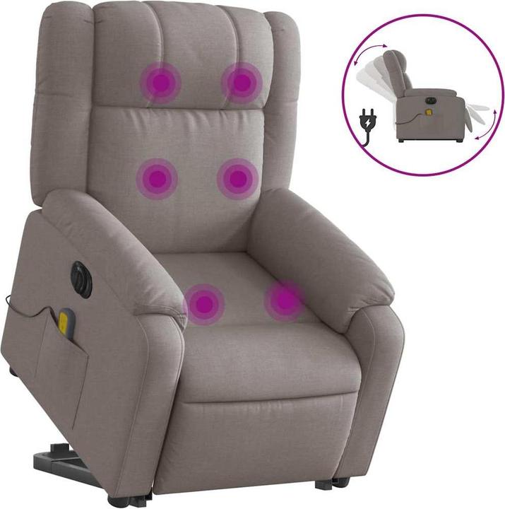 Produktbild VidaXL Massagesessel Aufstehhilfe Elektrisch Fernsehsessel Sessel Taupe Stoff