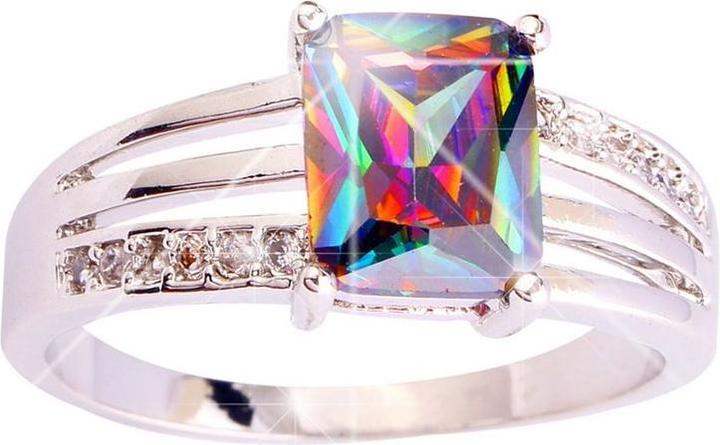 Immagine prodotto Hermex Anello placcato argento con topazio arcobaleno - Misura 57 / Misura 8 (8)