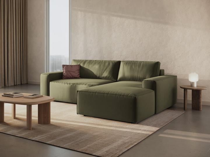 Immagine prodotto Micadoni Divano angolare destro in velluto con funzione letto e box, "Jodie", 3 posti, 246x151x86 Realizzato (Divano ad angolo)