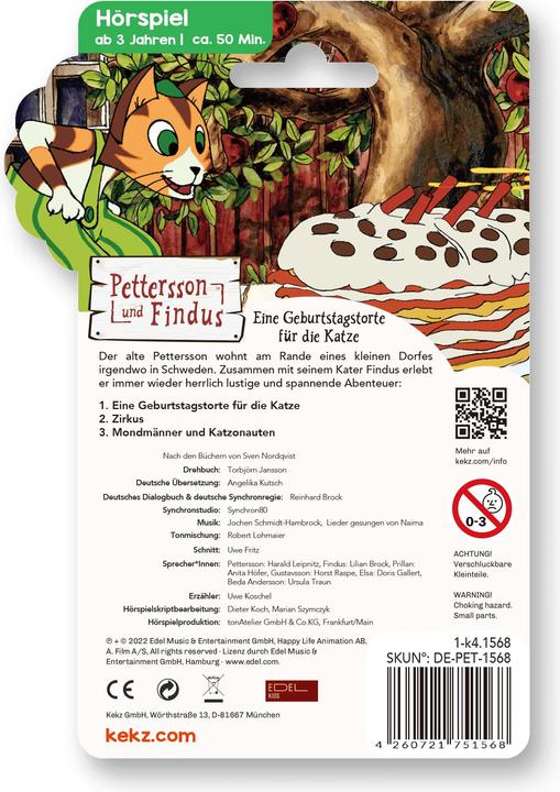 Produktbild Kekz 75156 PETTERSSON UND FINDUS - Eine Geburtstagstorte fuer die Katze drei Geschichten