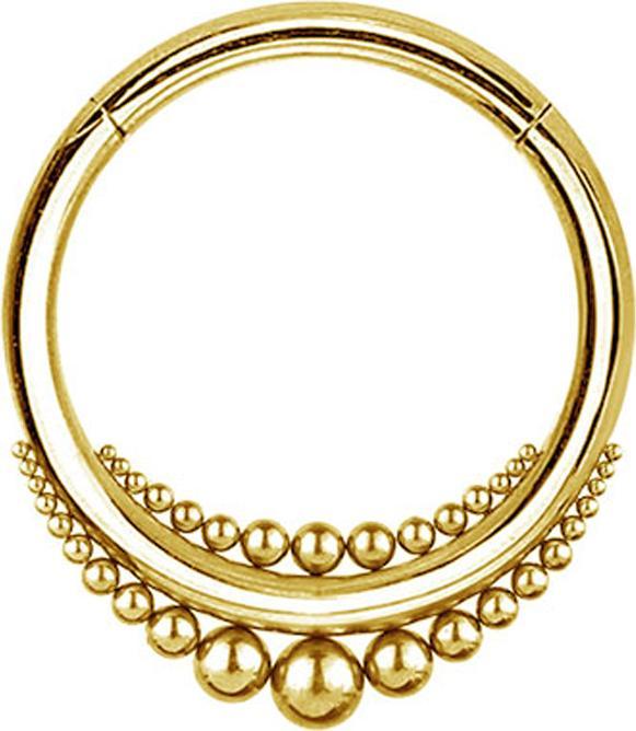 Actual product image Star Piercing Ear Weight Segment Ring Hinged Gold Plated Balls Ascending Larger (Surgical steel 316L, without brass)