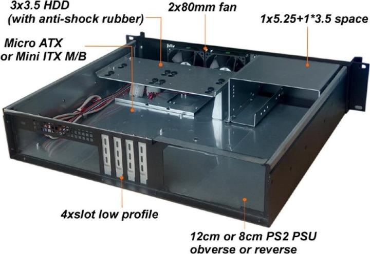 Produktbild Techly I-CASE IPC-240L - Rack - Server - Aluminium - Stahl - Schwarz - Micro ATX,Mini-I