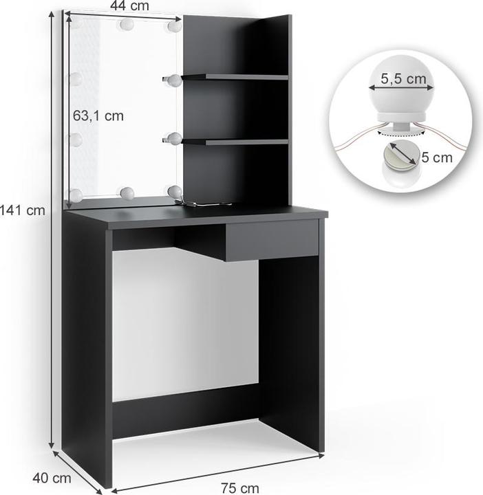 Produktbild Vicco Dekos mit Beleuchtung (75 x 40 x 141 cm)